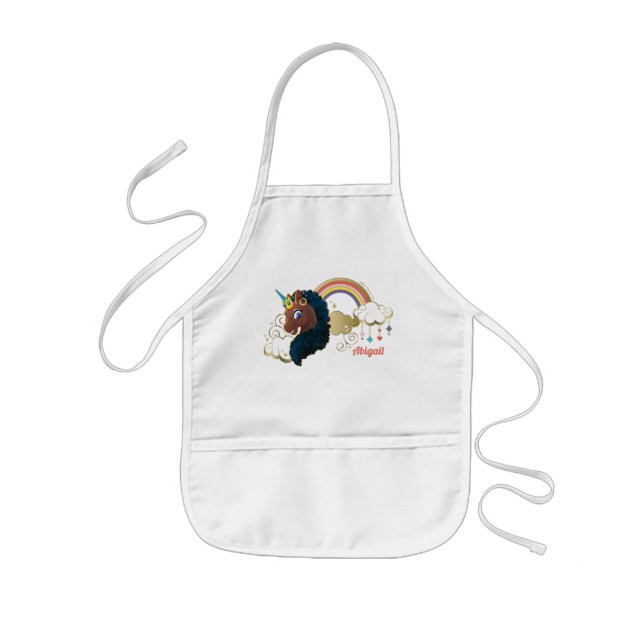 Magical the Unicorn Rainbow & Clouds Design Kids' Apron (Front)