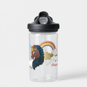 Magical the Unicorn Rainbow & Clouds Design Water Bottle