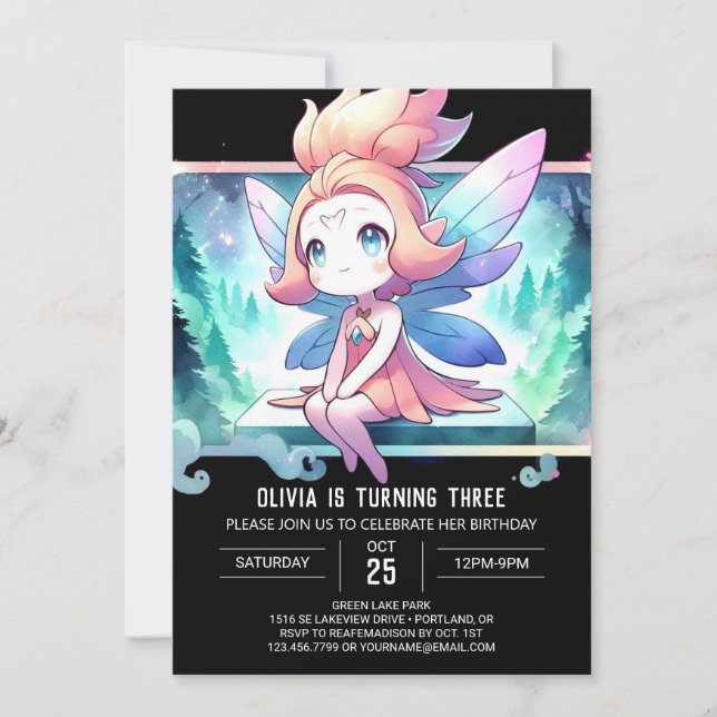 Magical Theme Fairy Birthday Invitation (Front)