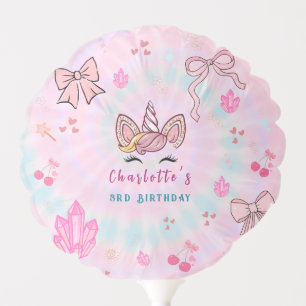 Magical Tie Dye Unicorn Coquette Bow Birthday  Balloon