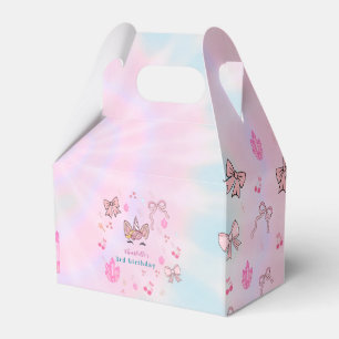 Magical Tie Dye Unicorn Coquette Bow Birthday Favor Boxes