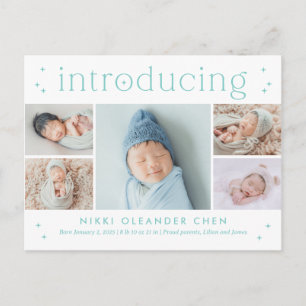 Magical Time Editable Color Birth Announcement Postcard