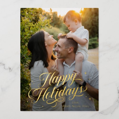 Magical Time Happy Holidays Foil Holiday Postcard