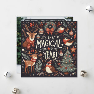Magical time of the year Forest fantasy deer Holiday Card