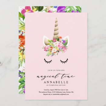 Magical Time Unicorn Birthday Invitation by FINEandDANDY at Zazzle