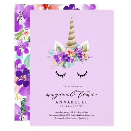 Magical Time Unicorn Birthday Invitation | Zazzle.com