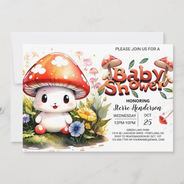 Magical Toadstool Trail Baby Shower Invitation (Front)
