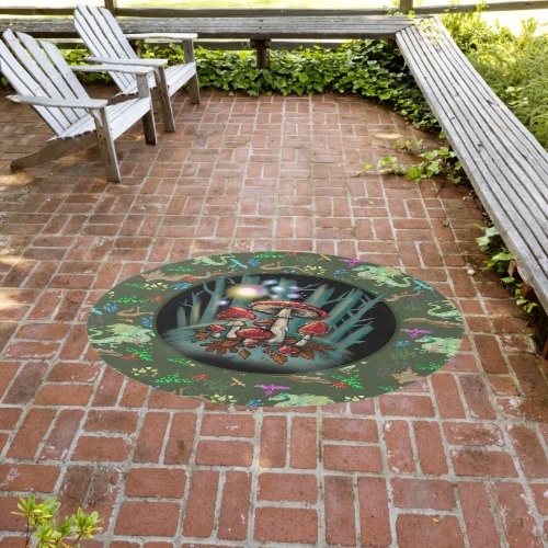 Magical Toadstools Enchanted Forest Outdoor Rug