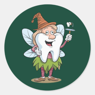 Magical Tooth Fairy Art Classic Round Sticker