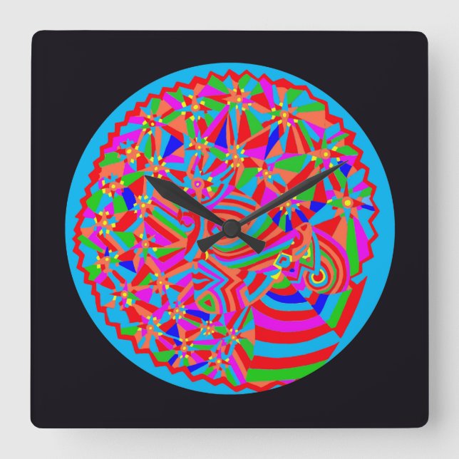 Magical Trance Square Wall Clock (Front)