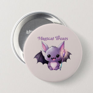 Magical Treats – Cute Purple Bat Halloween Button