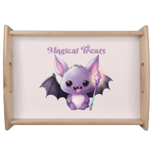 Magical Treats – Cute Purple Bat Halloween Serving Tray