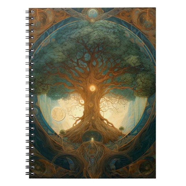 Magical Tree Of Life Surreal Nature Art Notebook (Front)