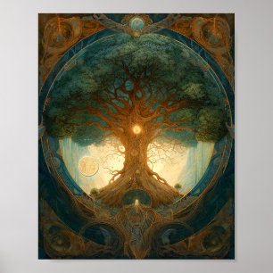 Magical Tree Of Life Surreal Nature Art Poster