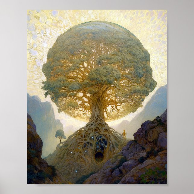 Magical Tree Of Life Surreal Nature Art Poster (Front)