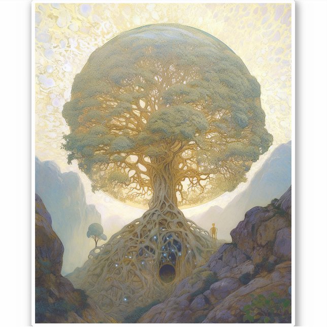Magical Tree Of Life Surreal Nature Art Sticker (Front)