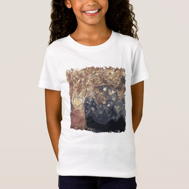 Magical Tree of Love Under Starry Sky T-Shirt (Front)