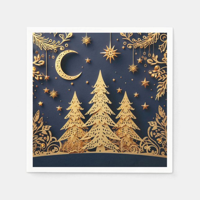 Magical Tree Scene – Yuletide Glimmers Napkins (Front)