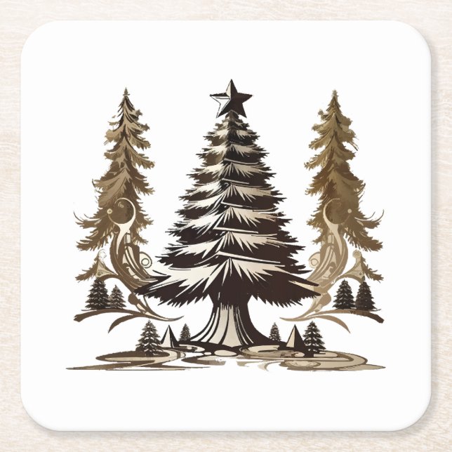 Magical Tree Square Paper Coaster (Front)
