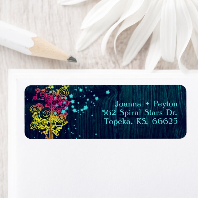 Magical Trees Midnight Blue Wedding Address Label (Insitu)
