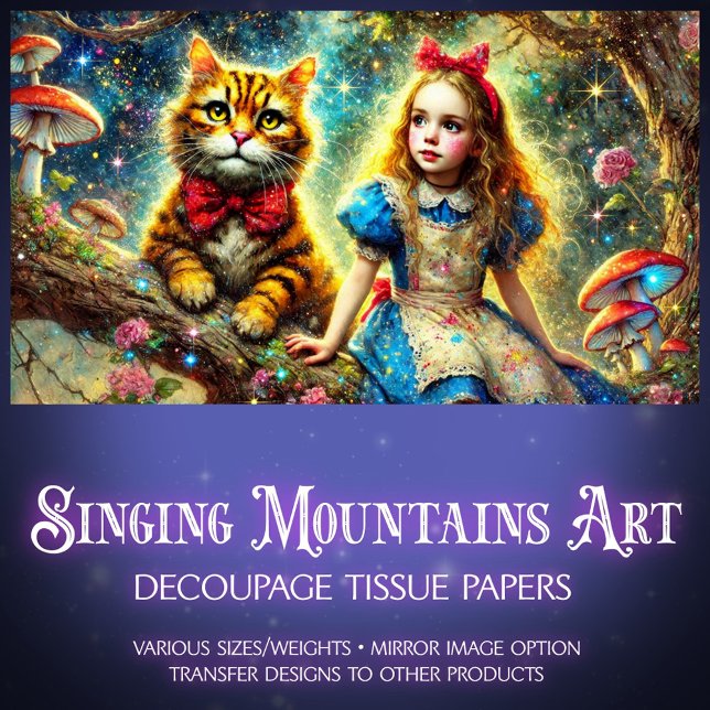 Magical Treetop Tales Alice and Cat Decoupage Tissue Paper (Creator Uploaded)