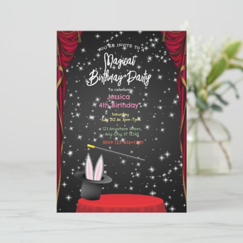 Magical Tricks Enchanting Birthday Party Invitati Invitation