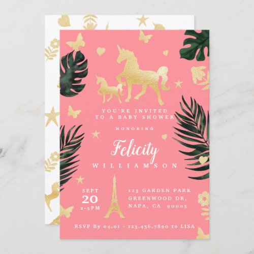 Magical Tropical Unicorn Baby Shower Invitation