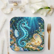 Magical Turquoise Seahorse & Golden Pearl Underwat