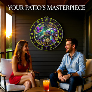 Magical Turtle Butterfly Rustic Room Art Dart Board