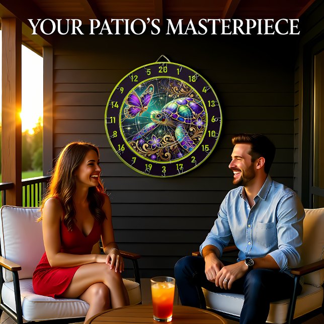 Magical Turtle Butterfly Rustic Room Art Dart Board (Creator Uploaded)