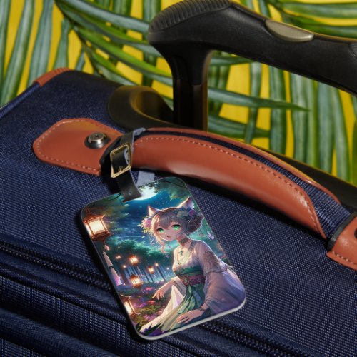 Magical Twilight Forest Anime Catgirl Luggage Tag
