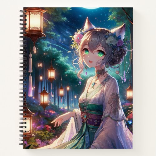 Magical Twilight Forest Anime Catgirl WorkSchool Notebook