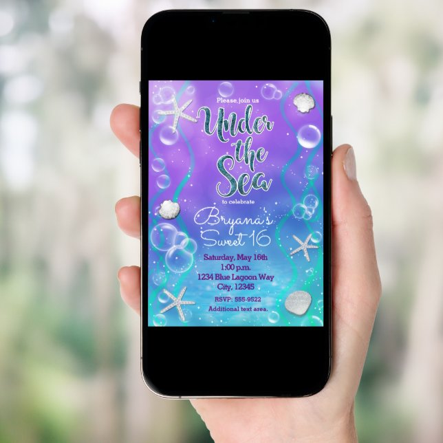 Magical Under The Sea Birthday Party Invitation (Front Digital)