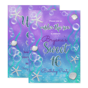 Magical Under The Sea Sweet 16 16th Birthday Party Invitation