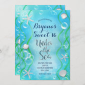 Magical Under The Sea Teal Blue Sweet 16 Invitation (Front/Back)