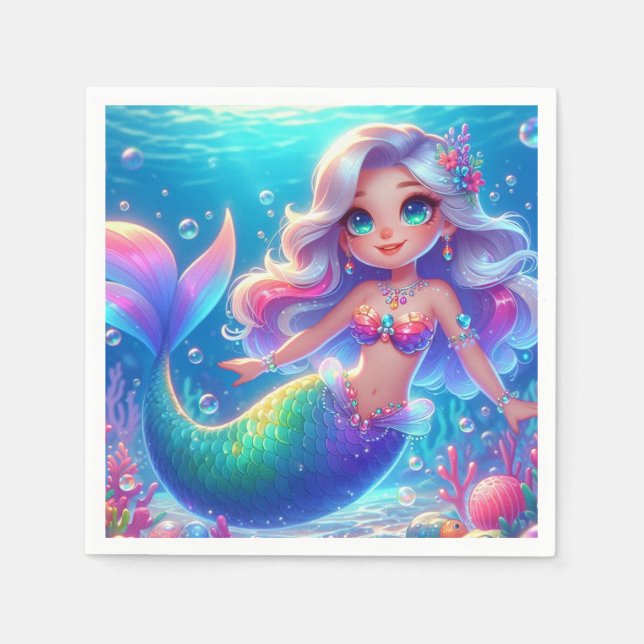  Magical Undersea Princess Mermaid Napkins (Front)