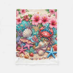 Magical Undersea World With Sea Turtles Fleece Bla Blanket