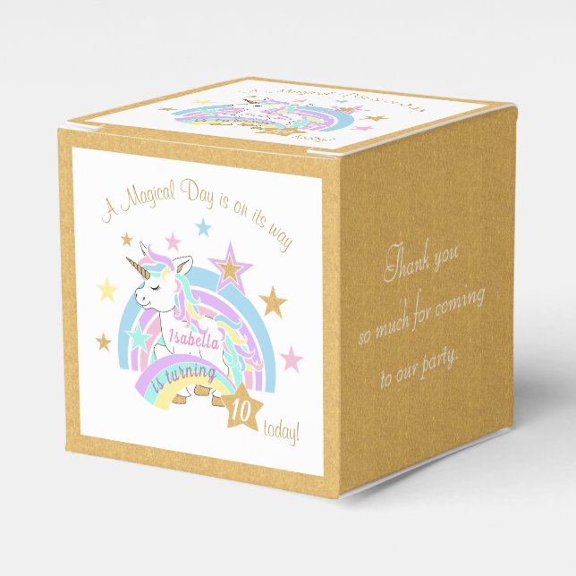 Magical Unicorn 00th Birthday Favor Boxes (Front Side)