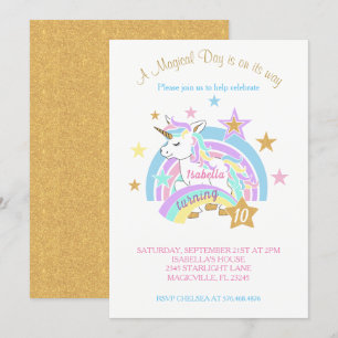 Magical Unicorn 00th Birthday Invitation