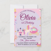 Magical Unicorn 1st Birthday Invitation for Girls