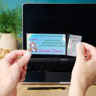 Magical Unicorn 1st Birthday Movie Night Invite Raffle Tickets