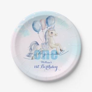 Magical Unicorn 1st Birthday Paper Plates