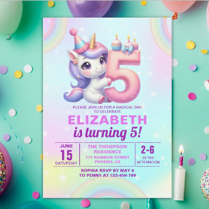 Magical Unicorn 5th Birthday – Rainbow theme Invitation
