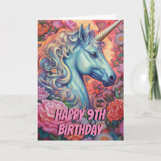 Magical Unicorn 9th Birthday Folded Card