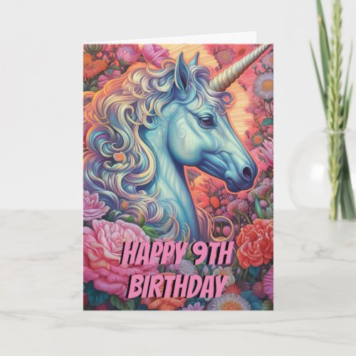 Magical Unicorn 9th Birthday Folded  Card