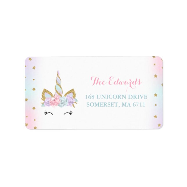 Magical Unicorn Address Labels Unicorn Party (Front)
