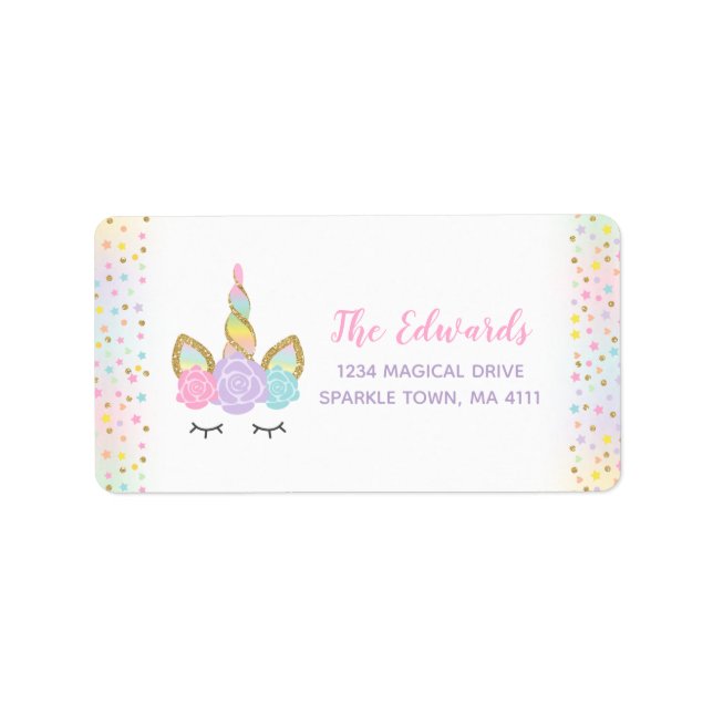 Magical Unicorn Address Labels Unicorn Party (Front)