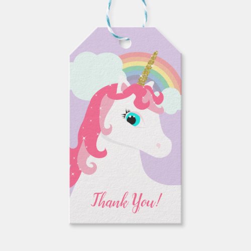 Magical Unicorn and Rainbow Birthday Favor Gift Tags