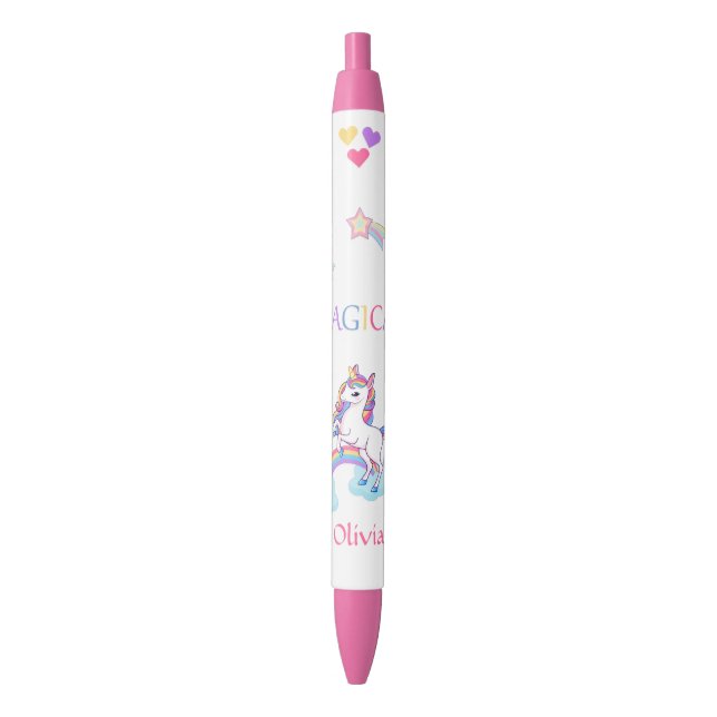 Magical Unicorn And Rainbow Personalized  Pen (Front Vertical)