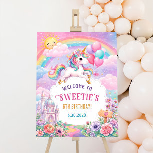Magical Unicorn and Rainbows Birthday Welcome Sign